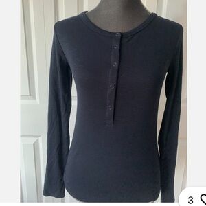 Vince Sz Large Henley Long Sleeve Snap-Up Layering Top